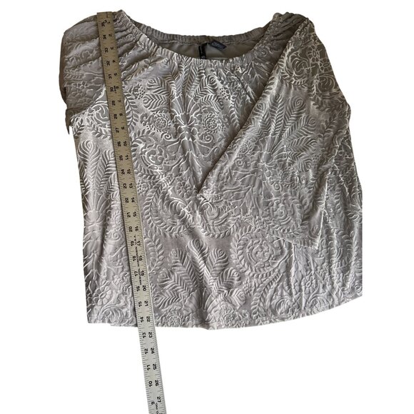 New Directions Womens Petite Gray Off-The-Shoulder Boho Velvet Textured Top PL - Picture 8 of 9
